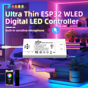 DOMRAEM ESP32 Ultra-Thin Music WLED Controller Addressable 2CH WS2811/2812/2812B/2813/2814/2815/2805/SK6812/APA102 RGB IC Strips