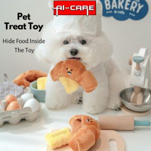 Pet Toy Dog Toy Korean Ins Style Squeaky Sound Toy Cute Cartoon Croissant Bread Chew Toy Training Squeezy Funny Durable