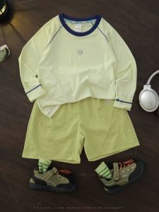 Quick Dry Long Sleeve T-Shirt for Boys And Girls Outdoor Sports Yoga Top UV Protection Spring Summer Childrens Elastic Wear