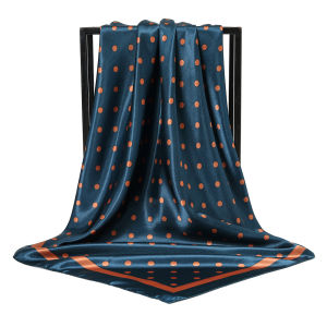 Dot Printed 90 Square Scarf Satin Silk Shawl Muslim Woman Hijabs Hair Wraps Ladies Fashion Headband Thin Femme Turban
