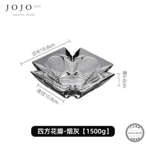 Elegant Large Size European Style Ashtray JOJOS L. PD.river for Living Room Office Use Luxury Glass Ash Tray Creative Gift