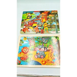 TAIYO Puzzle Kayu 60pcs 30cm Karakter Hewan Dino Kendaraan Wooden Wood Jigsaw Edukasi Mainan Anak