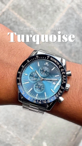 PAD HENER Turquoise Jam Tangan Pria Kantor Analog Straps Stainless Steel Anti Air Free Box