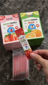 Herbal Pharm High Q+ BrightMinds Kids Brain Supplement | DHA B-Vitamins | Focus Memory & Immunity | Strawberry / Orange