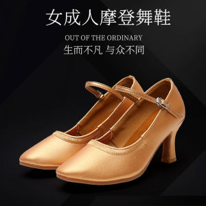 Modern Dance Shoes for Adult Women Soft Bottom Social Dance Shoes with Mid Heel for Square Dance and Latin Dance