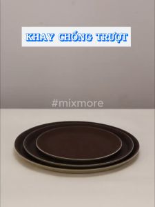 Khay mâm nhựa chống trượt chữ nhật tròn bưng đồ uống phục vụ nhà hàng cao cấp nhiều kích thước Mixmore