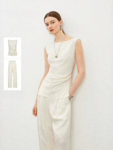 Vero Moda | Summer New Womens Outfit Set Sleeveless Shirt Placketed Straight Leg Pants