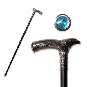 Elegant Luxury Eagle-Head Walking Stick Womens Lake Blue Diamond Fashionable Decorative Man Canes Stylish Walking Cane