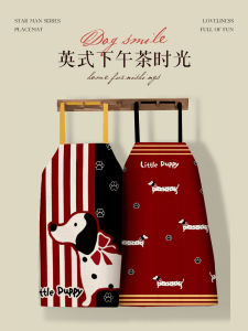 Waterproof Oilproof Dog Print Apron Adjustable All Seasons Universal Work Dining Cover up Polyester Fiber Baking Cooking BBQ Apron