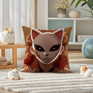 Bandai | Demon Slayer Hashira Collection Anime Plush Pillow Cover Soft Short Plush Cushion Cover For Sofa Bedroom Home Decor Gift