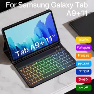 For Samsung Galaxy Tab A9 Plus A9+ 11 X210 X215 X216 Eyboard Case Korean Hebrew Spanish Portuguese Backlight Keyboard
