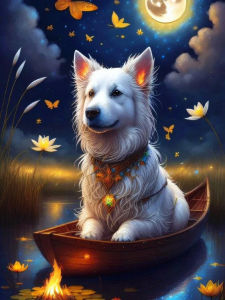 Huacan DIY Bộ Dụng Cụ Thêu Kim Cương Full Diamond Painting Moon Art Với Thiết Kế Hình Chó Động Vật Bằng Kim Cương Giả Trang Trí Nhà Nghệ Thuật Thủ Công