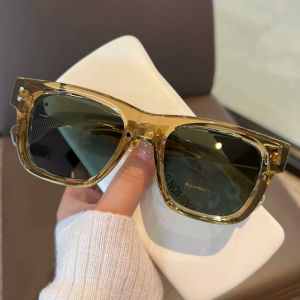 JN IMPRESSION Retro Full Square Frame Hong Kong Style Sunglasses Fashion New Simple Rice Nail Decorative Sunglasses