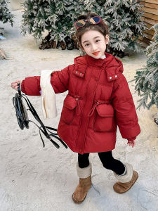 เสื้อแจ็คเก็ตขนเป็ดสำหรับเด็กผู้หญิง ฤดูหนาว 2025 ใหม่ แขนยาว ทรงตรง ปกขนสัตว์ ปกป้องความอบอุ่น ปกป้องความอบอุ่น