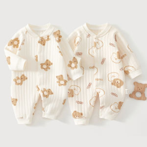 Sonkpuel | Thick Cotton Newborn Jumpsuit Cute Bear Romper Infant Crawling Clothes Winter Long Sleeved Bodysuit Boy Girl Kids Onesie Pajamas