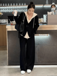 ชุดแฟชั่นสองชิ้นไซส์ใหญ่ ชุดกางเกงขายาวผู้หญิง เสื้อผ้าทำงานฤดูใบไม้ร่วง ชุดลำลอง ชุดกระโปรงสองชิ้นสำหรับผู้หญิงไซส์ใหญ่