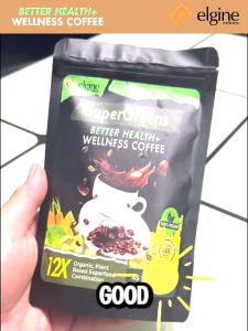 Elgine Supergreens Coffee - 12x Organic Plant-Based Superfoods for Natural Energy & Lung Support