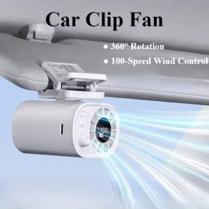 Car Clip On Fan Outdoor Umbrella Fan & Waist Clip Fan 360° Rotatable 100-Speed USB Rechargeable Desktop Cooling Fan