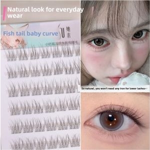 Natural Looking Self-Adhesive Fish Tail False Eyelashes Womens No Glue Short Thick Divided Segments Fake Mink Lashes