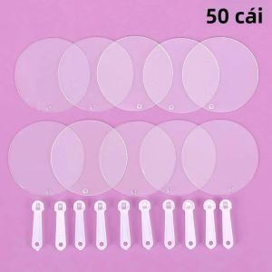 OUHOE | BỘ 50 DIY Mini Trong Suốt Trống Quạt 5 Cm Dành Cho Trẻ Em Thiết Kế Nghệ Thuật Tiệc Cưới Ủng Hộ Thủ Công