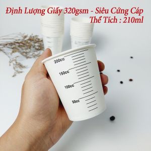 50 Chiếc Cốc Giấy 210ml - 7oz Hình Thước Đo Ly Giấy NHẬP KHẨU HÀN QUỐC