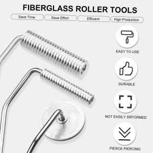 3Pcs Fiberglass Roller Tools Kit Set Fiberglass Bubble Paddle Tool Laminating Paint Roller Set Aluminum Head Plastic Handle