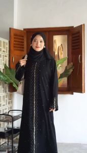 Exclusive Abaya Ziper Sangat Cantik Bahan Saudi Jetblack / gamis abaya wanita / dress / gamis kekinian