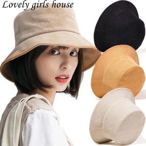 【♡Lovely girls house♡】Spring Autumn Corduroy Bucket Hat Solid Color Women Men Fisherman Hats Hip Hip Cap Foldable Panama Fishing Caps
