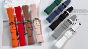 Curved End Rubber Watch Strap for Swatch for Omega Moonswatch 20mm 22mm Universal Wrist Band for Seamaster for Rolex for Tissot