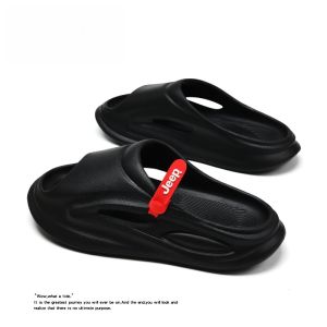 Jeep Summer Sport Slippers Anti-Slip Thick Bottom Outdoor Casual Slip-On Mens Shoes Soft EVA Breathable Flat Heel