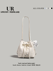 UR Simple Fashionable Bucket Bag Large Capacity Commuter Backpack Womens School Bag Single Shoulder Bag Soft Urban Style Polyester Lining