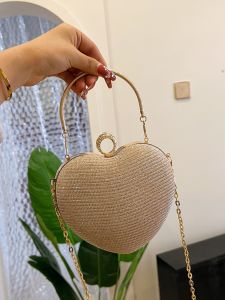 Fashionable Heart Shaped Mini Bag Womens Crossbody Chain Handbag Evening Bag Stylish Trendy Compact Size Shoulder Bag