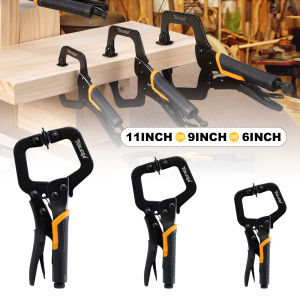 TOLESA 6”/11” Adjustable Metal Face Clamp C Clamp for Woodworking Welding Repairs and Pocket Hole Joinery Cabinet Carpentry