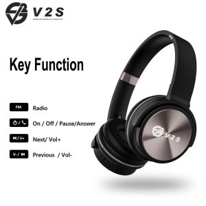 V2S S3000 Wireless Bluetooth Hifi Headphone Card Mp3 Large Capacity Battery Folding Design