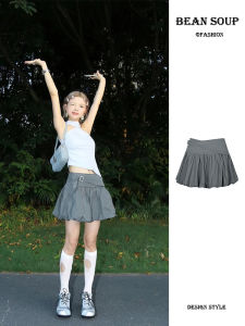 Cao Cấp Màu Xám Váy Tutu Nữ Chiều Dài Ngắn Phong Cách Mùa Hè Đậu Canh Thiết Kế Giảm Béo Quần Áo Làm Việc Hiệu Quả