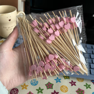 100 ชิ้น/แพ็คหัวใจดอกไม้ไม้ไผ่ Pick บุฟเฟ่ต์ Cupcake ส้อมผลไม้ปาร์ตี้ขนมสลัด Stick ค็อกเทล Skewer สําหรับงานแต่งงาน Decor