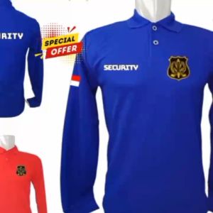 KAOS KERAH SECURITY LOGO KUNING BANYAK PILIHAN WARNA LENGAN PANJANG - FULL BORDIR BKS
