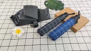 Payung Lipat Motif Kotak Manual Anti UV Sinar Matahari Portable / Payung Lipat Anti