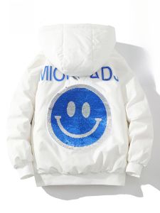 ROMON | Lormen Mens Down Jacket Hooded Printed Lightweight Winter Fashion City Youth Outerwear Warmth Polyester Fiber 85% Down