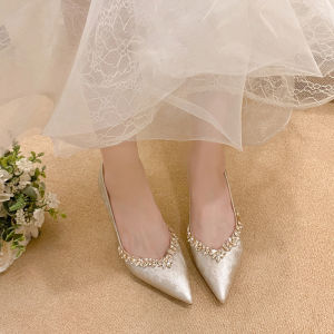Chinese Wedding Shoes Womens 2024 New Arrival Rhinestone Wedding Shoes Mother-in-Law Cheongsam High Heels Bride Toasting Shoes Not Tired
