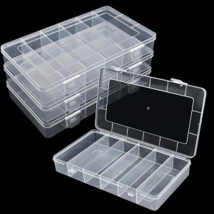 4pcs Fishing Tackle Box Set Waterproof Clear Plastic Lure Bait Storage Case Organizer Container for Jewelry Beads Crafts Screws