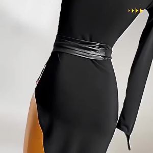 YJFY Dance | Unconventional One-shoulder High Slit Sleeve Long Dancing Dress