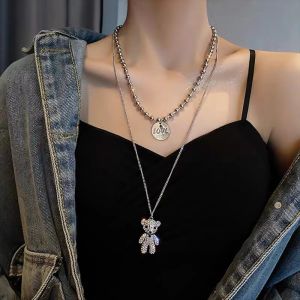Titanium Steel Rabbit Necklace Female Ins Hip Hop Cold Style Pendant Male Accessories Cool Handsome Punk Dark Series Multi-Layer Long Chain