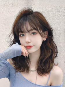 MENGSIQIAN | Real Human Hair Full Wig Lace Middle Length Curly Hairstyle