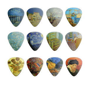 12pcs/Set Van Gogh Themed Guitar Picks for Bass Ukulele Musical Instrument Accessories Oil Painting Shrapnel Design