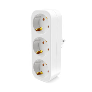 Cableless 3-Fold Multiplug: Dual Schuko Wall Adapter Plug 3680W Max Rated for 250V/16A Direct Connection