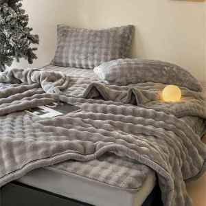 Rabbit Fur Texture Fluffy Bed Cover Thickening