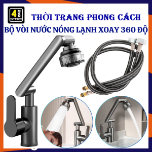 Vòi Nước Nóng Lạnh Inox 304 Cao Cấp Xoay 720° Thông Minh Lõi Đồng Bền Đẹp Chống Gỉ - Vòi Lavabo Nóng Lạnh 2 Chế Độ Xả - Bộ Vòi Rửa Gắn Bồn Cao Cấp / Phụ Kiện Nhà Tắm Cao Cấp