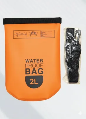 Dry Bag Waterproof 2L Tas Tahan Air PVC Roll Top Camping Hiking Rafting Kayak Pantai Outdoor Tas Selempang