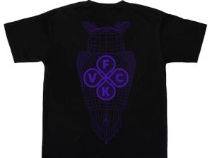 Oversize T-Shirt Owl Geometric violet glow in the dark 20s Japan Cotton